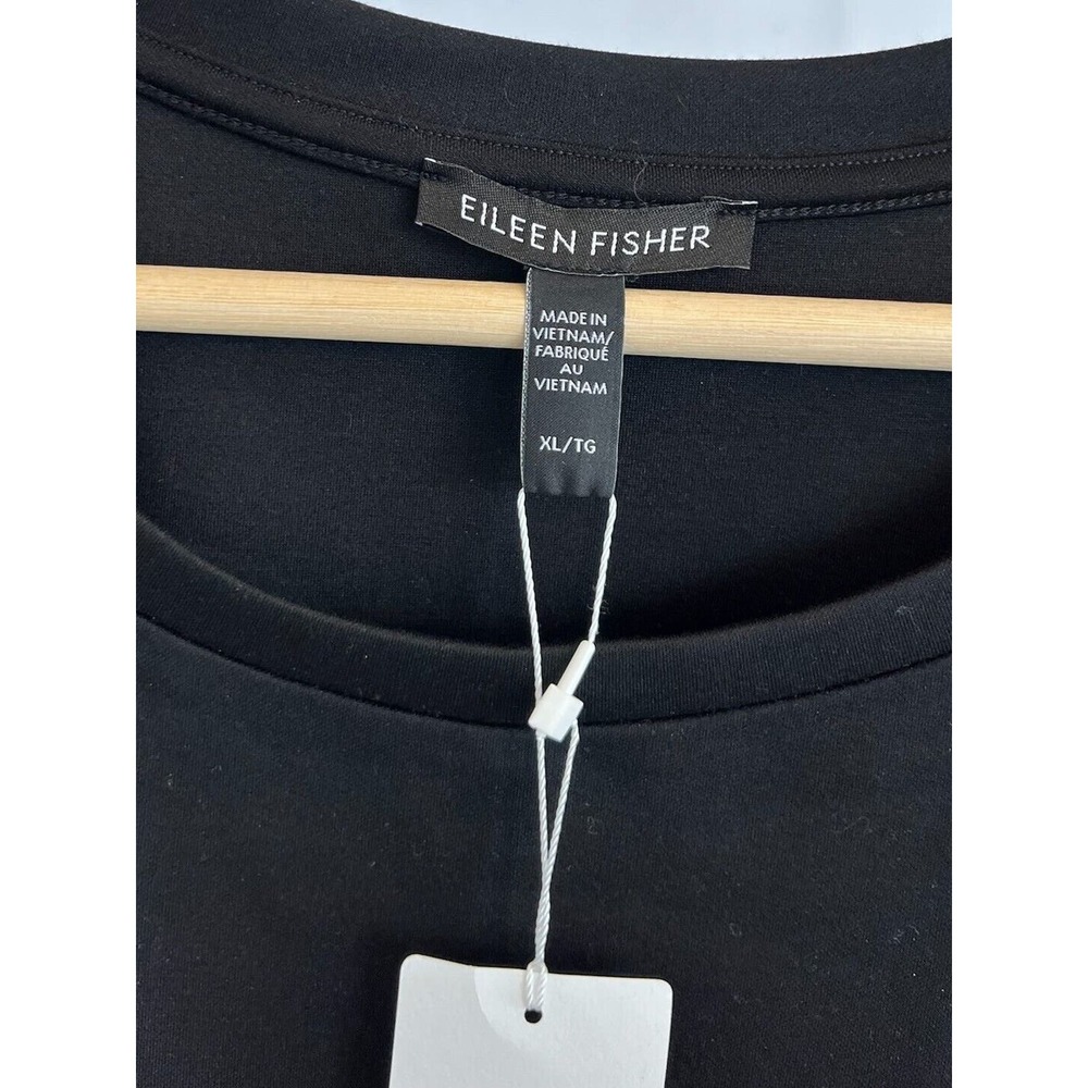 NWT EILEEN FISHER Lightweight Ponte Crew Neck Dress Sleeveless Midi Black XL - Picture 4 of 7